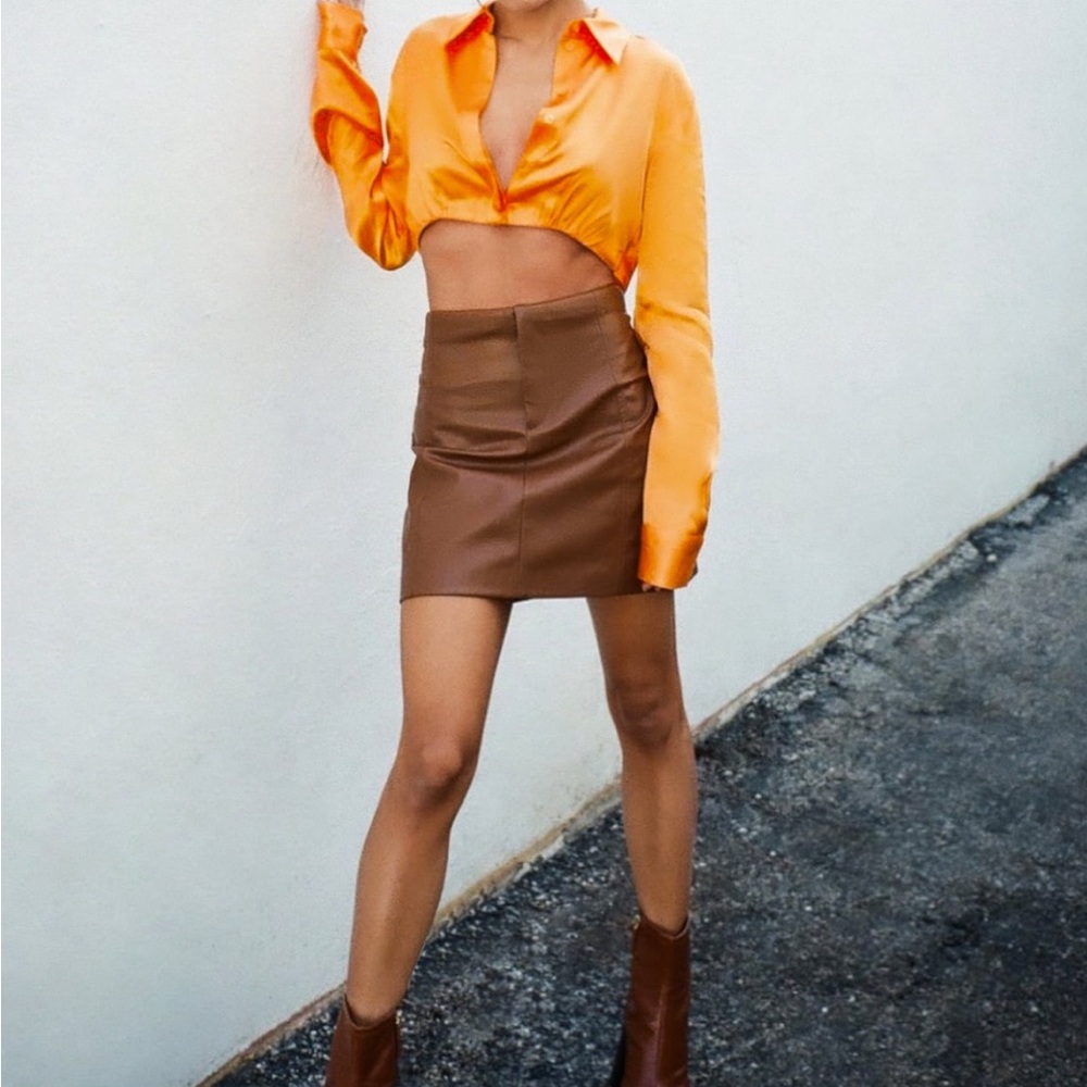 NWT - Zara Leather Mini Skirt - Super Cute!